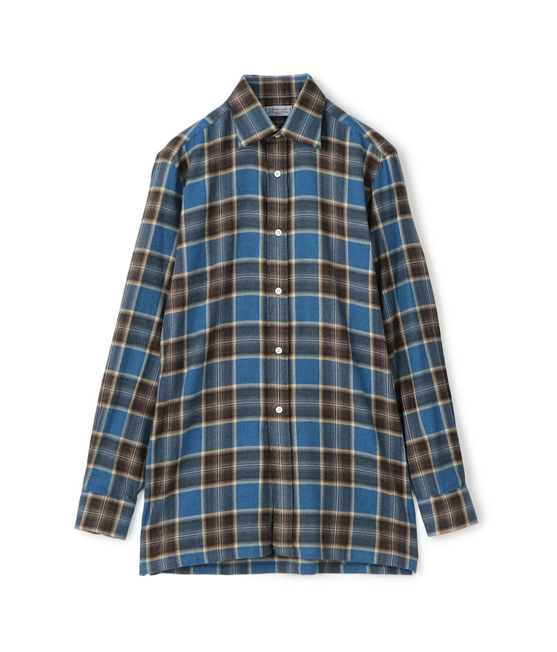 Charvet コットンネル セミワイドカラーシャツ