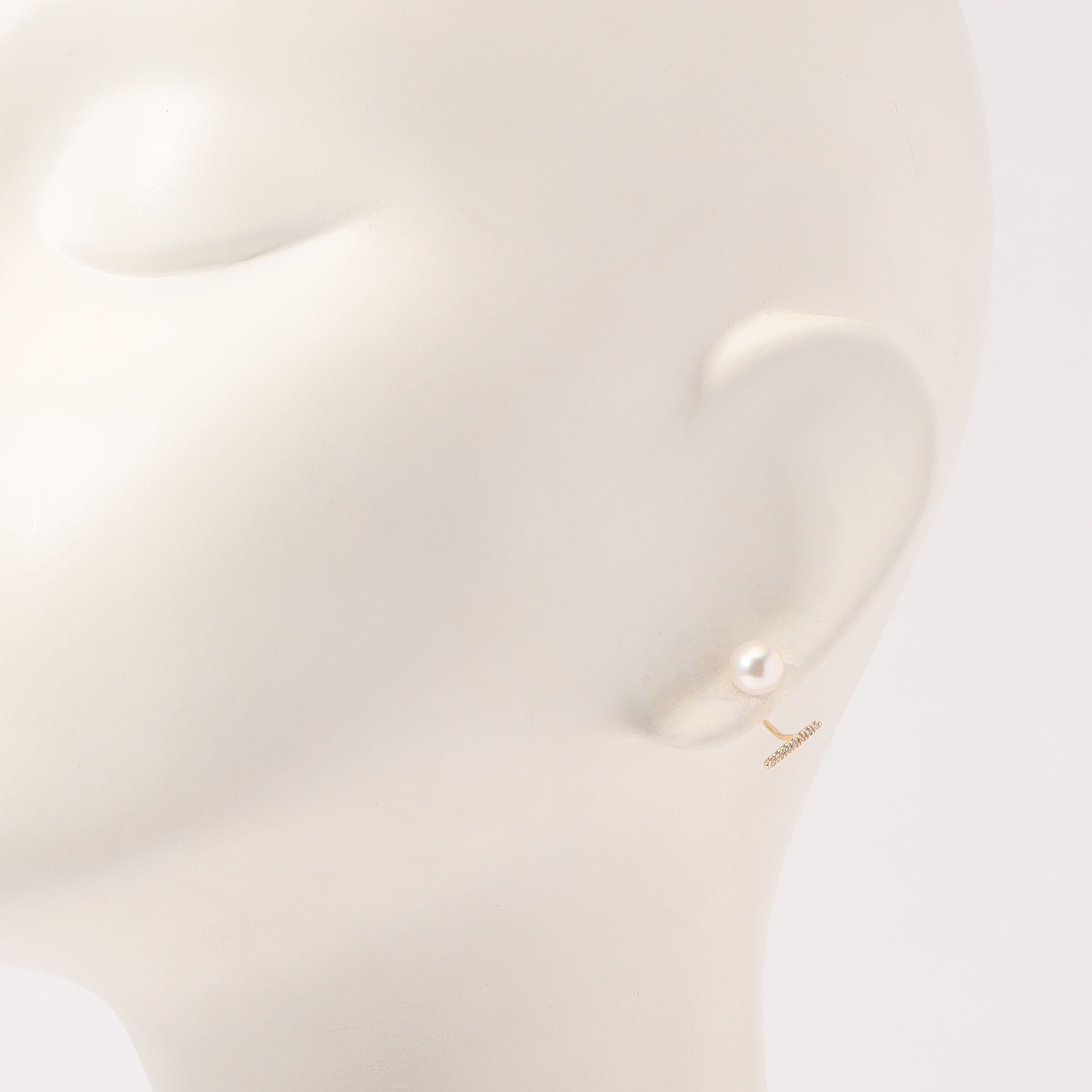 Hirotaka ショートバー ダイヤモンド ピアス / アコヤパール キャッチ ショートバー ダイヤモンド ピアス / アコヤパール キャッチ