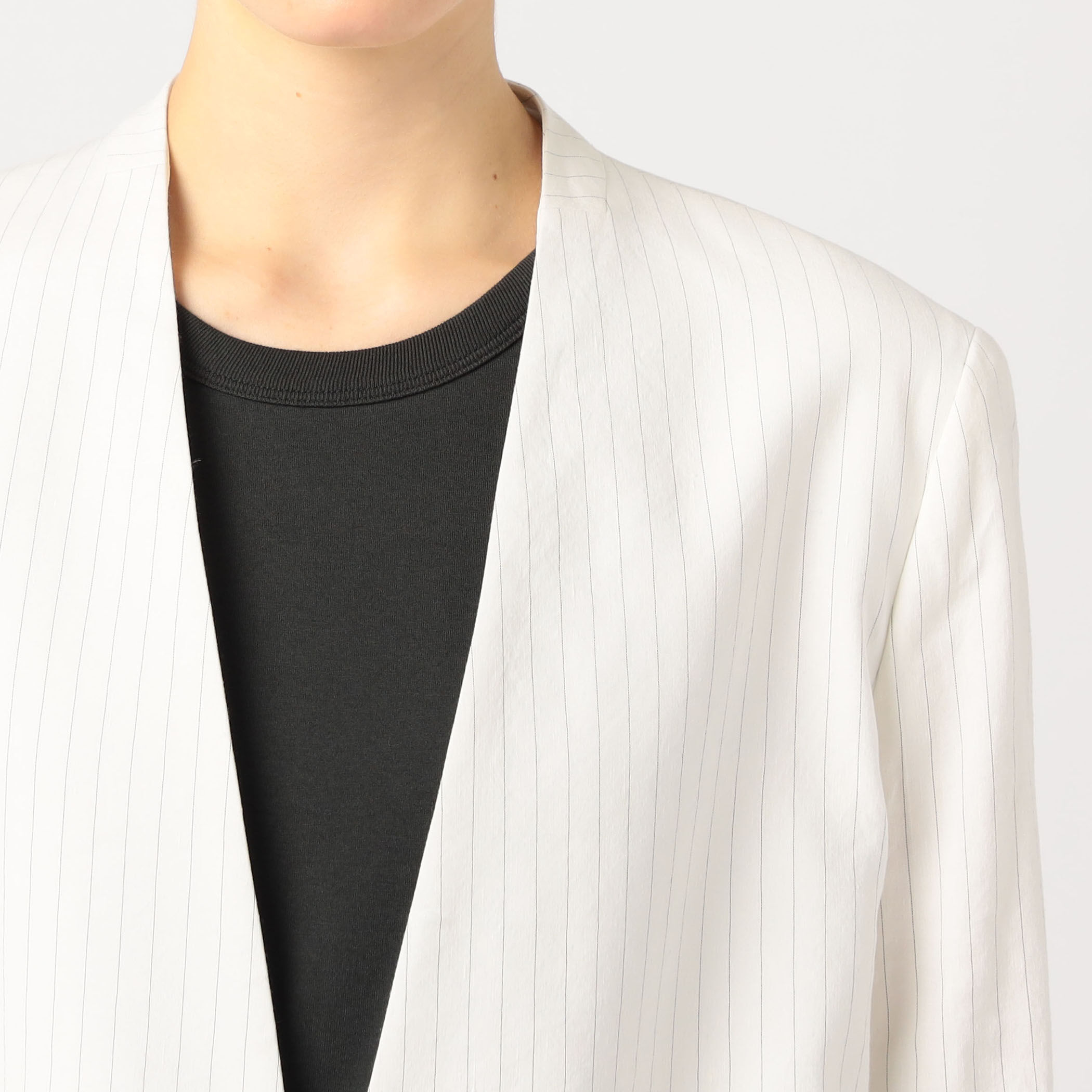 □リネンストレッチ ノーカラージャケット｜トゥモローランド 公式通販