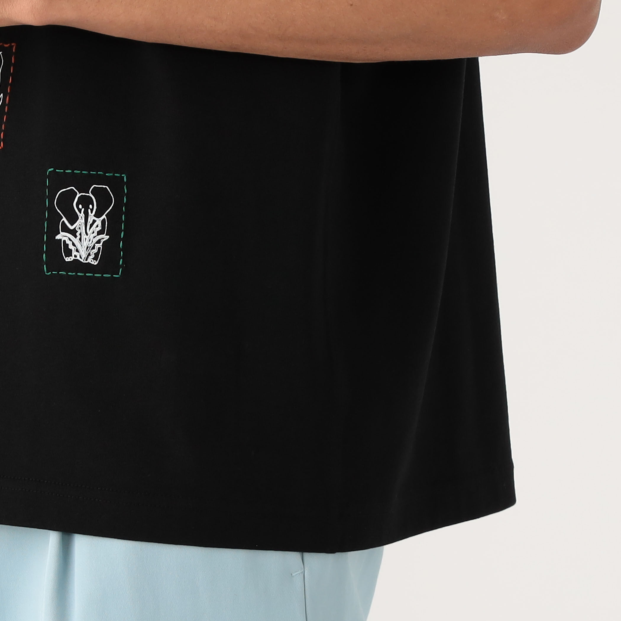 CABaN ドライスビンコットン ELEPHANTマーチエンブロイダリーTシャツ CABaN ドライスビンコットン ELEPHANTマーチエンブロイダリーT