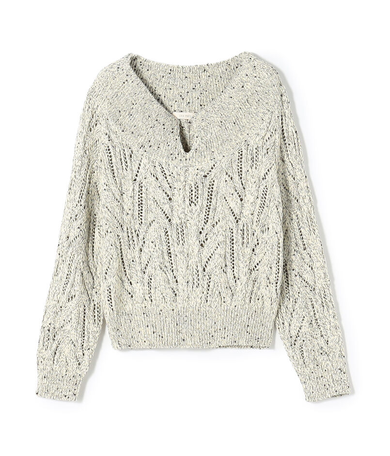 コットンスパンコールムリネ キーネックプルオーバー