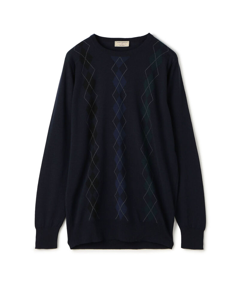 【別注】JOHN SMEDLEY ウール アーガイルクルーネック プルオーバーニット
