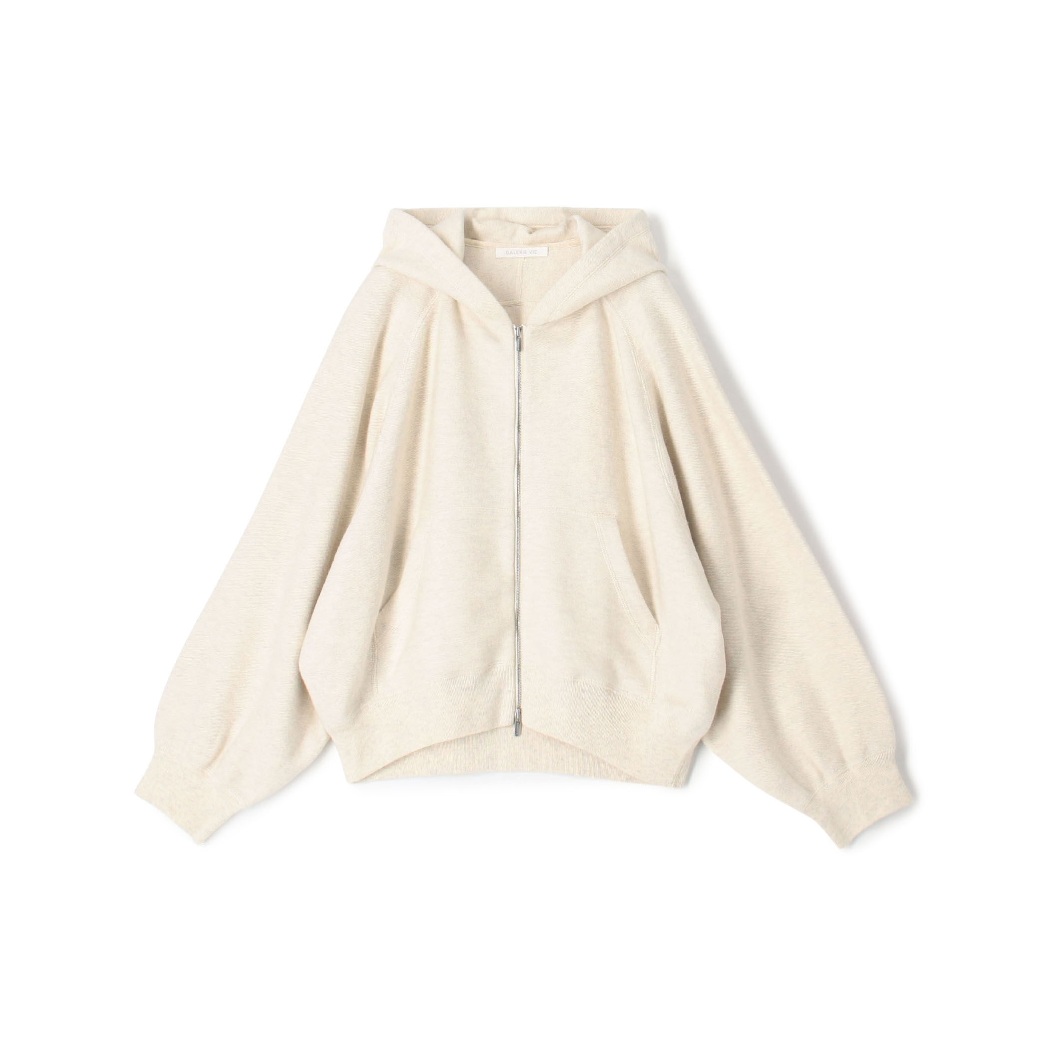 コットンナイロンスウェットニット ジップアップパーカ