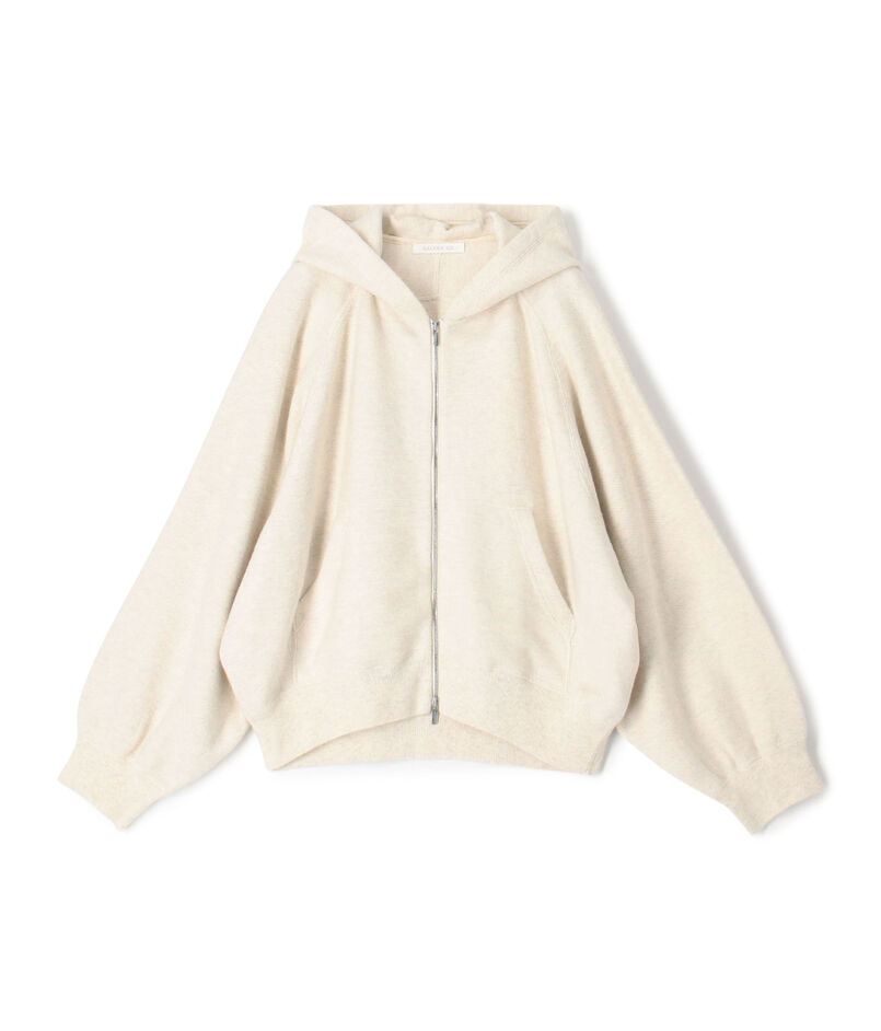 コットンナイロンスウェットニット ジップアップパーカ