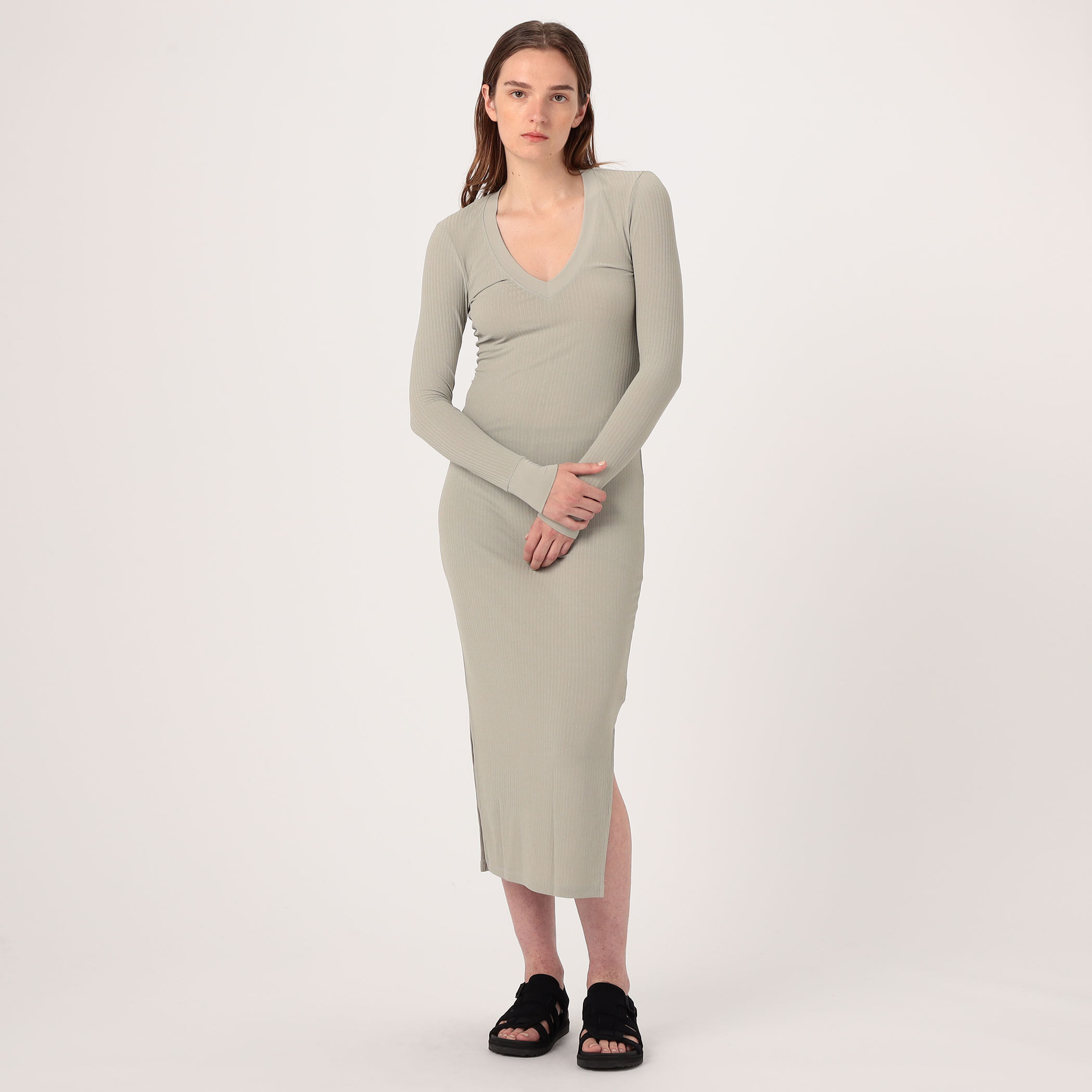 レーヨンナイロンリブジャージー Vネックワンピース WRCM6717 レーヨンナイロンリブジャージー Vネックワンピース WRCM6717