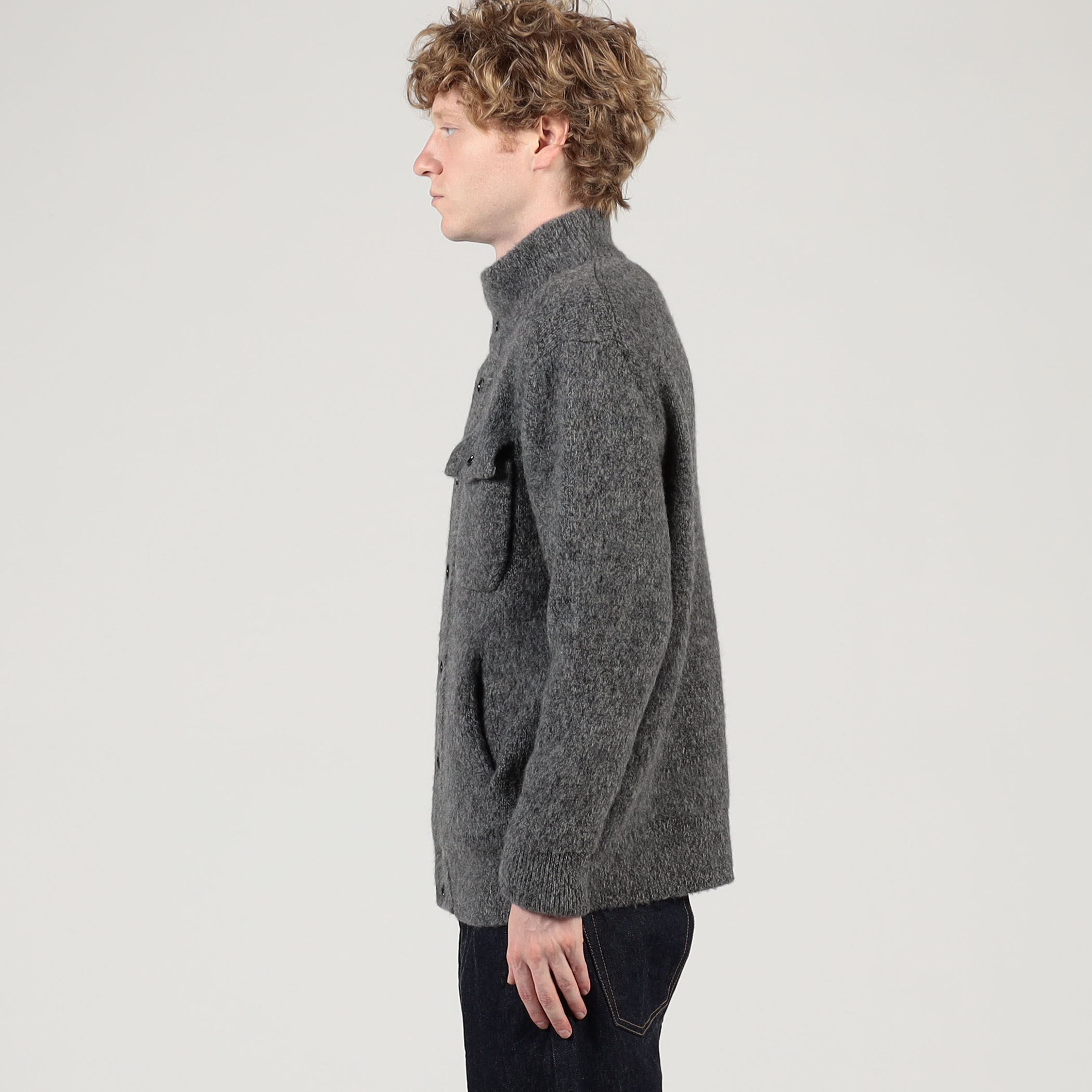 ウールカシミヤシルク スタンドカラーニットブルゾン