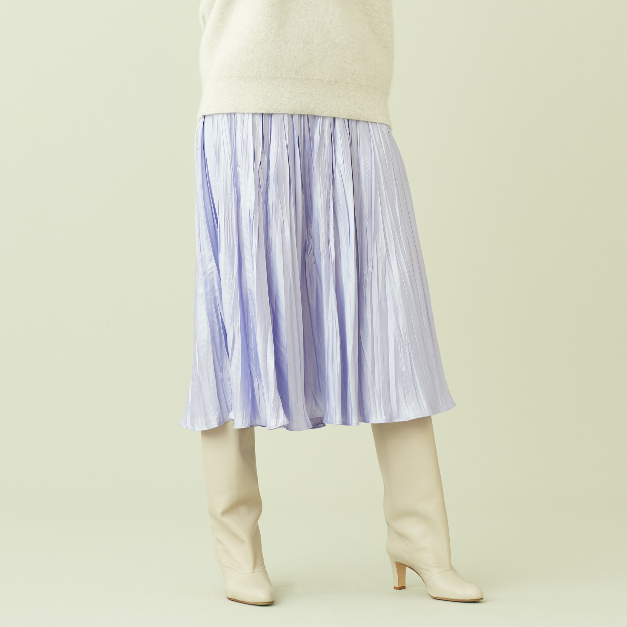 グロッシーサテンプリーツ ミディスカート｜トゥモローランド 公式通販