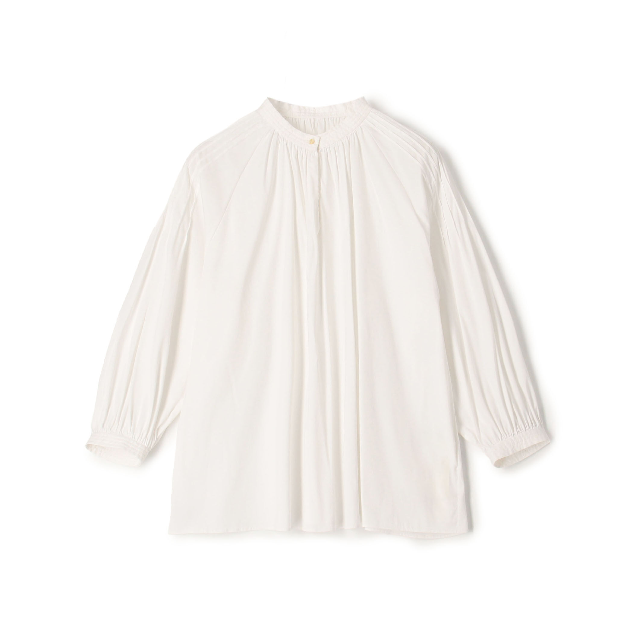 ストレッチブロード ピンタックスリーブブラウス｜トゥモローランド