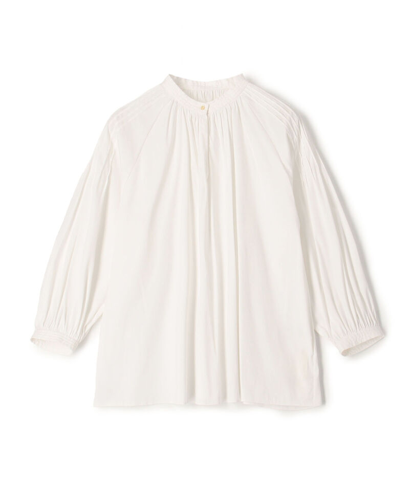 ストレッチブロード ピンタックスリーブブラウス