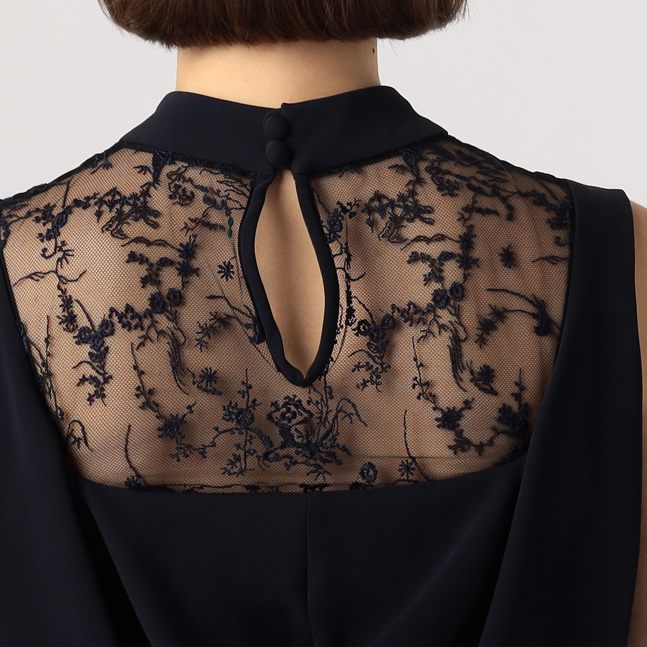 Mame Kurogouchi Acetate Polyester Floral Lace-Collar