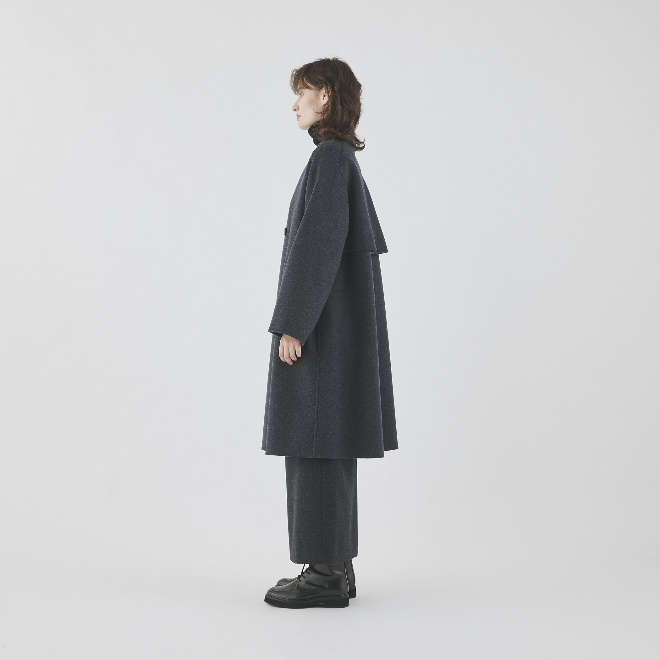ウールダブルフェイス カラーレス トレンチコート｜トゥモローランド