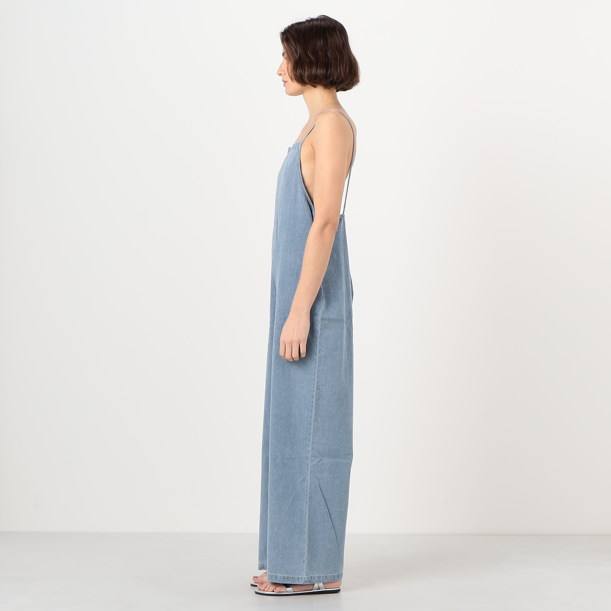 BASERANGE YUMI JUMPSUIT コットンシルクデニム ジャンプスーツ