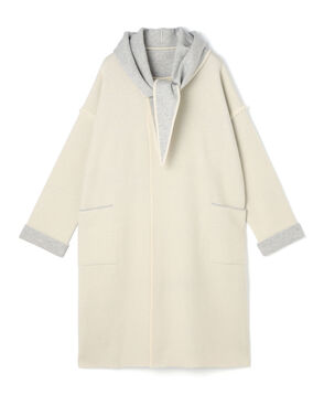 モンゴルカシミヤ フーデッドニットコート