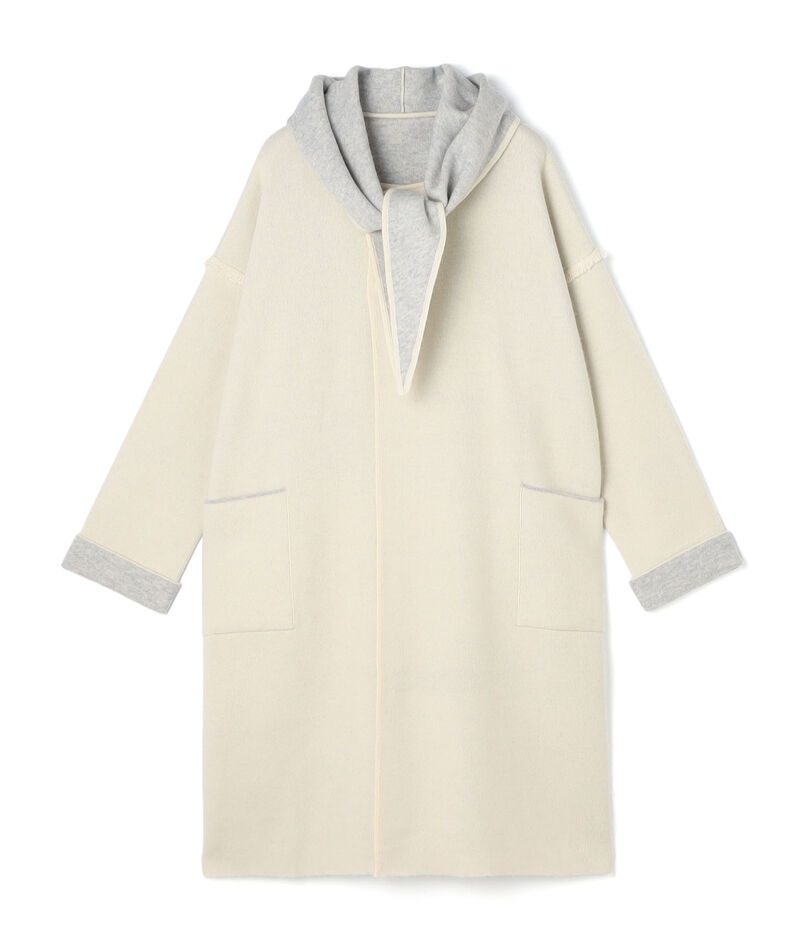 モンゴルカシミヤ フーデッドニットコート
