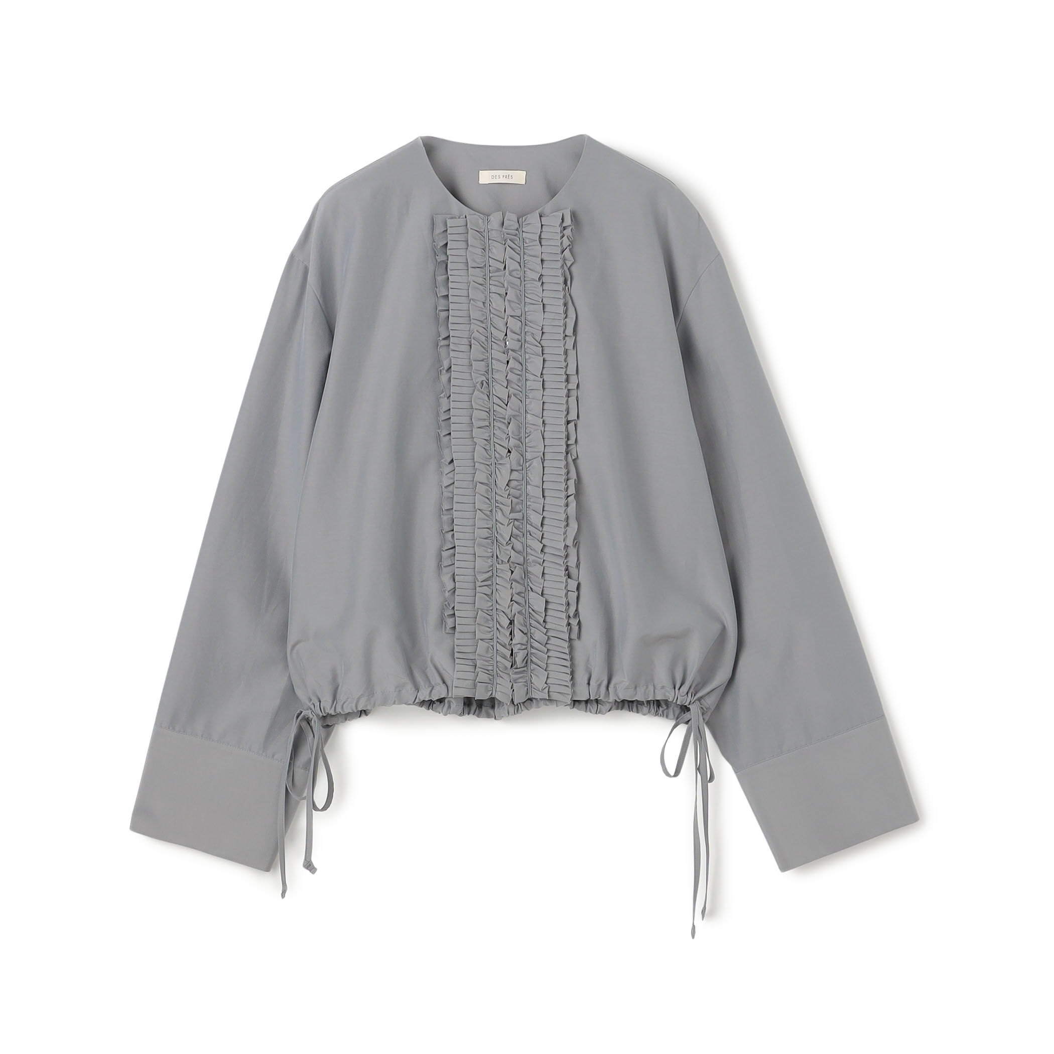 ★シルク混 ロロピアーナ★ トゥモローランド PILGRIM アンコン グレー コットンシルクポプリン フリルブルゾン｜トゥモローランド 公式通販