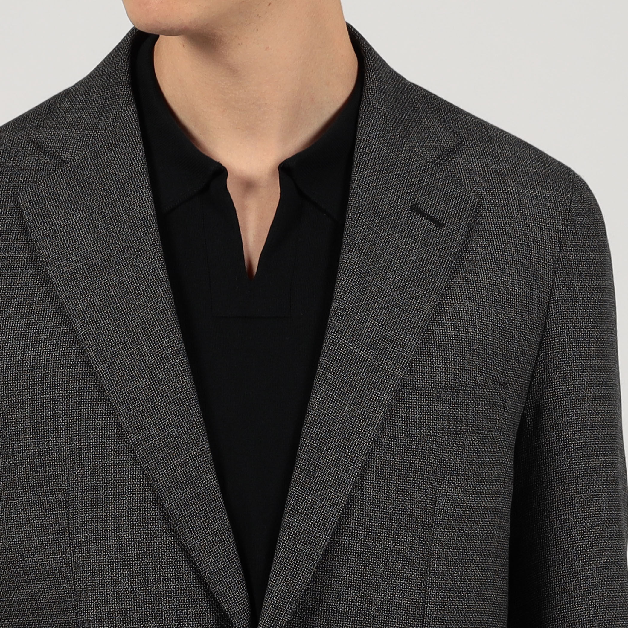 コットンウール ホップサック シングルブレステッド2Bジャケット Di