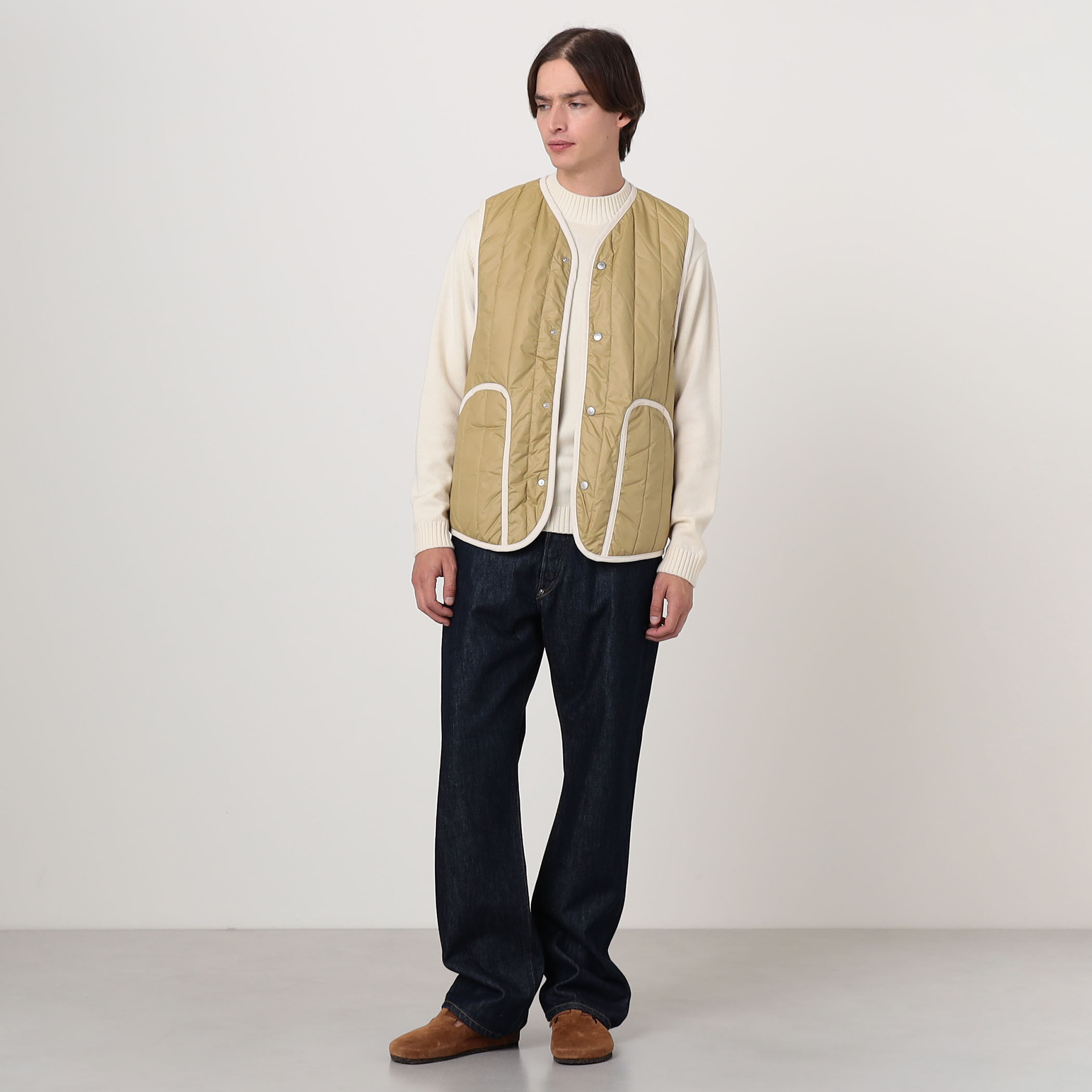 LAVENHAM STUDIO GILET ピグメントダイ バーティカルキルティング