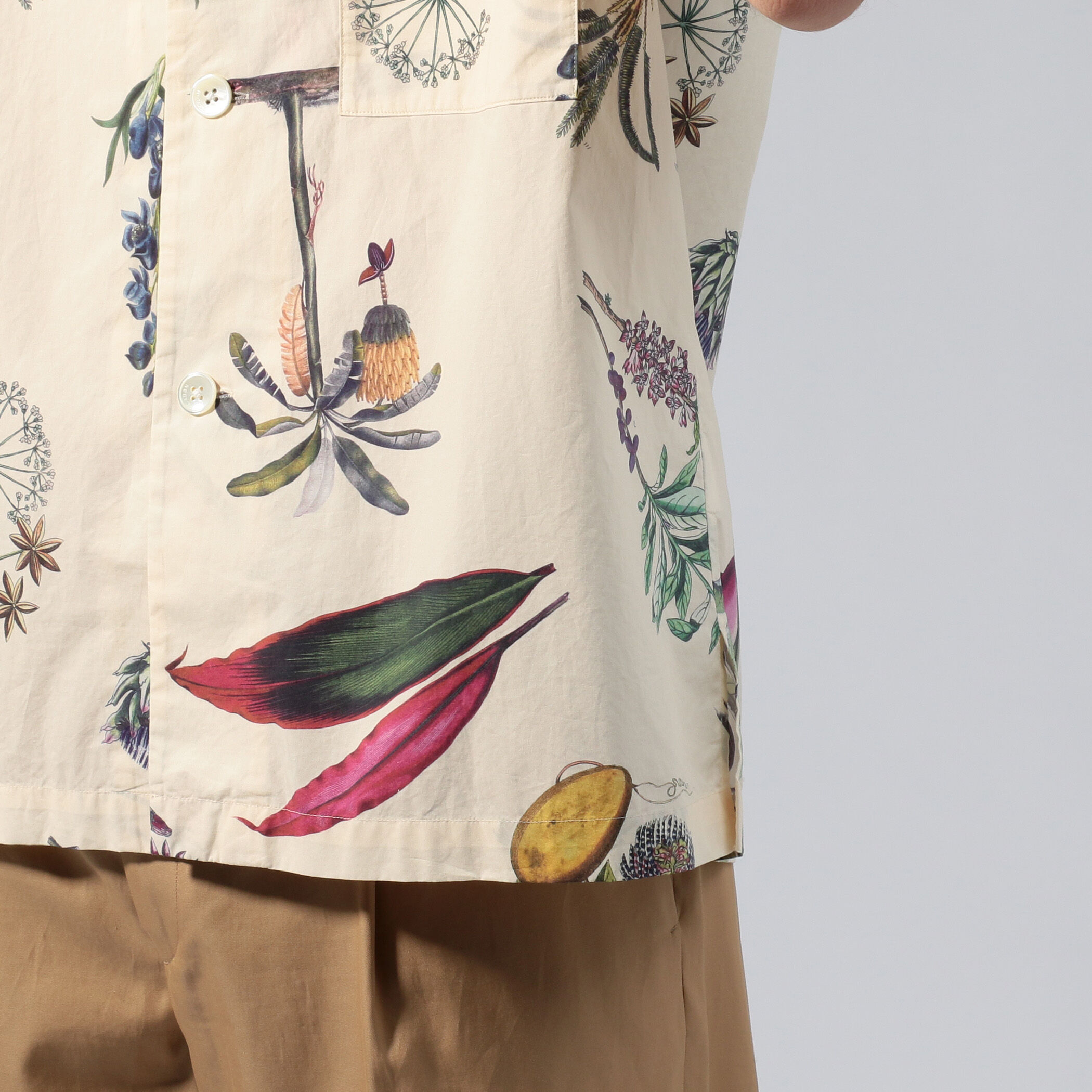 □CABaN NEW BOTANICAL コットン オープンカラーシャツ