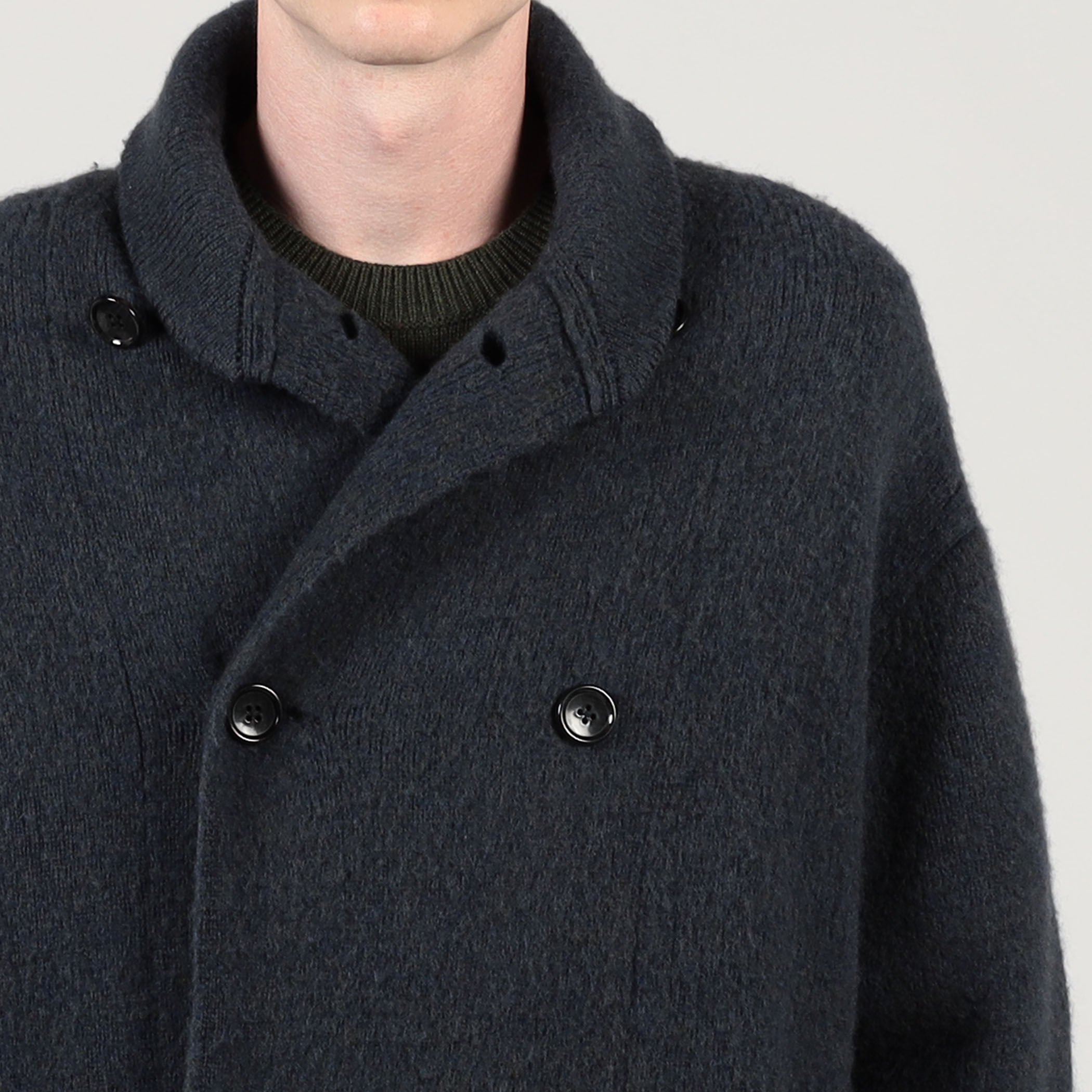 ウールカシミヤシルク ダブルブレステッド ニットコート