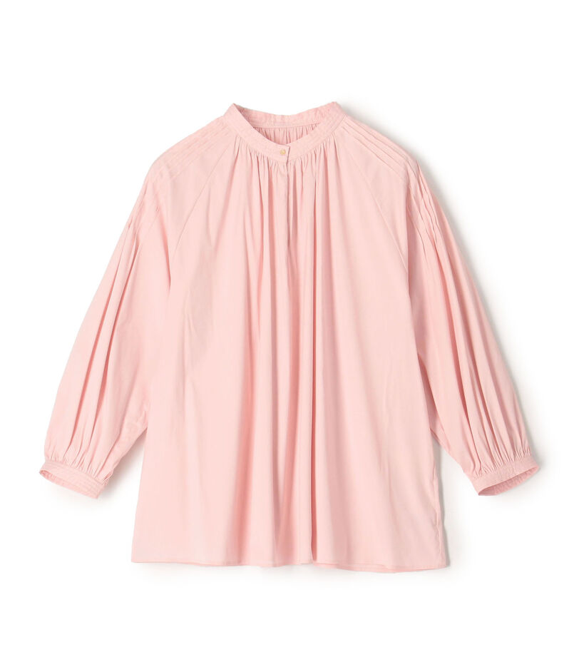 ストレッチブロード ピンタックスリーブブラウス