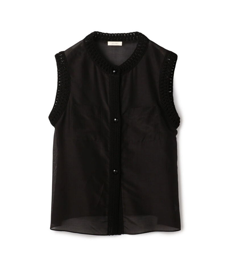 コットンシルクローン スリーブレスブラウス