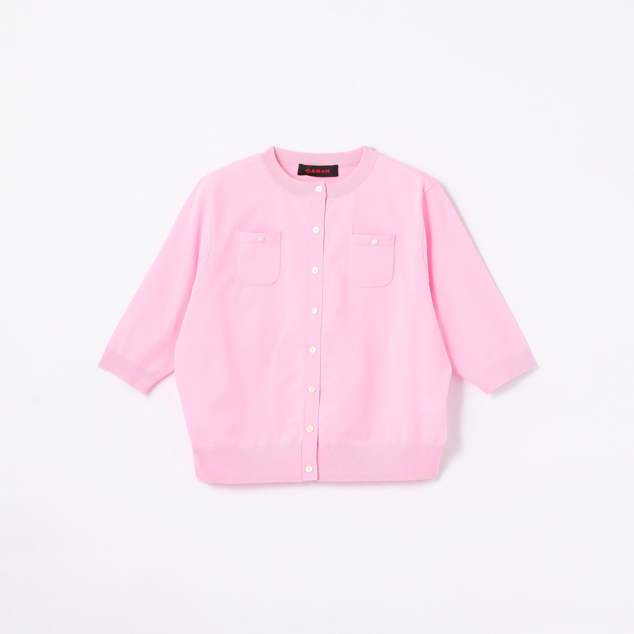 CABaN ファインポリエステル ハーフスリーブポケットカーディガン紫S