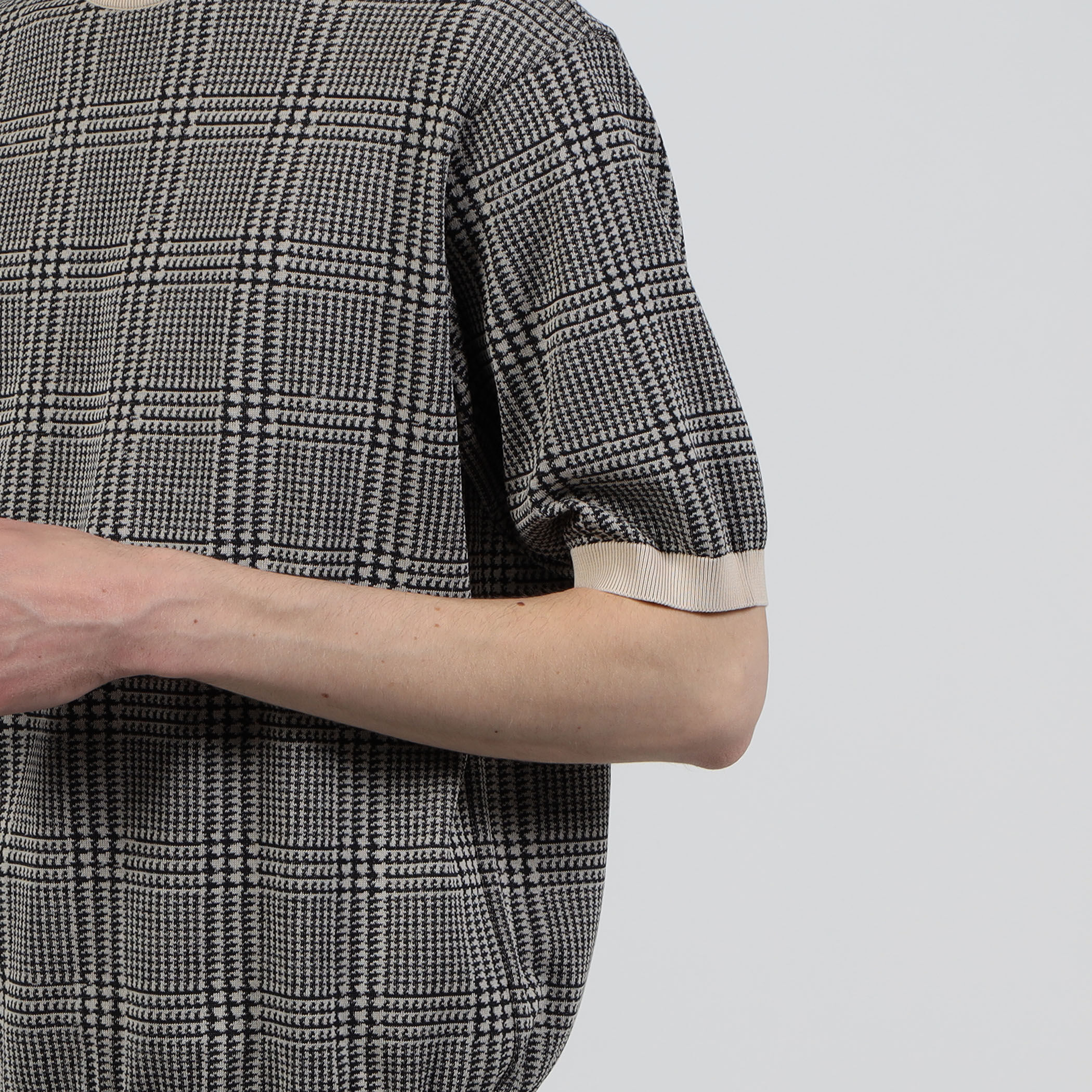 【週末限定価格＊】 tomorrowland ハウンドトゥース柄半袖ニット TOMORROWLAND tricot ペイズリー柄 コットンハーフスリーブ