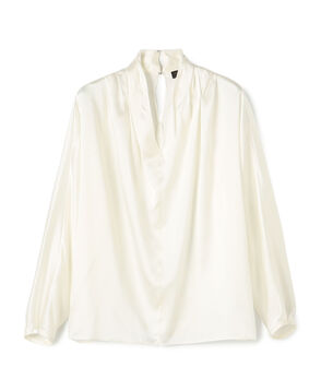 ウォッシャブルサテン ドレープブラウス