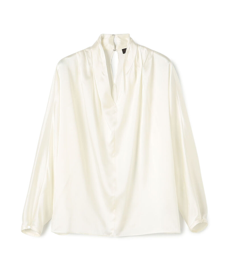 ウォッシャブルサテン ドレープブラウス