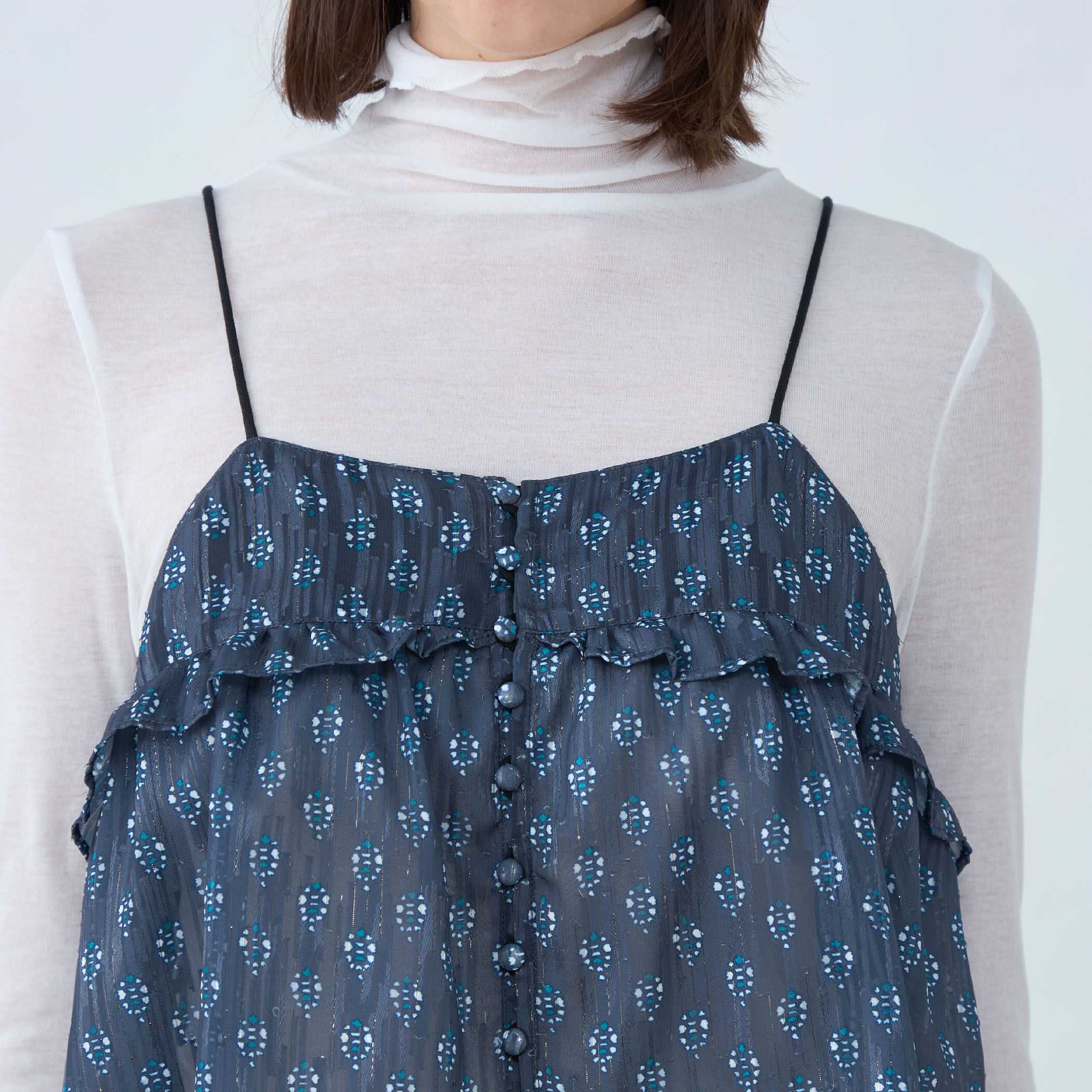 カットジャカードプリント フリルキャミソール｜トゥモローランド 公式通販