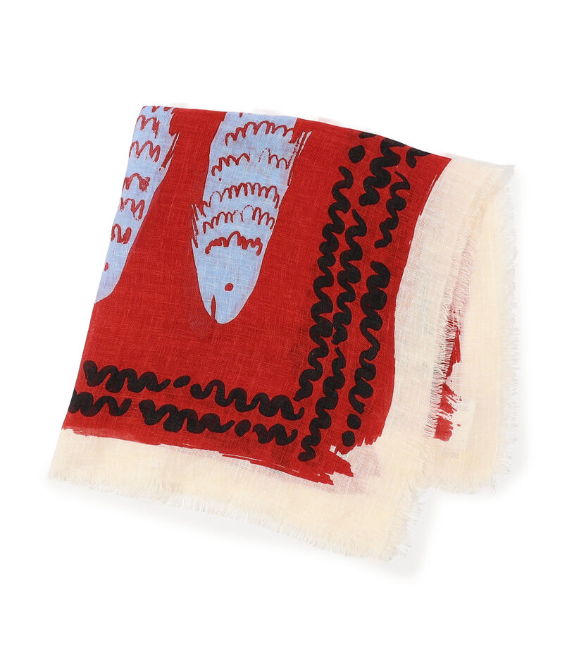 TOAST リネンフィッシュプリント バンダナ