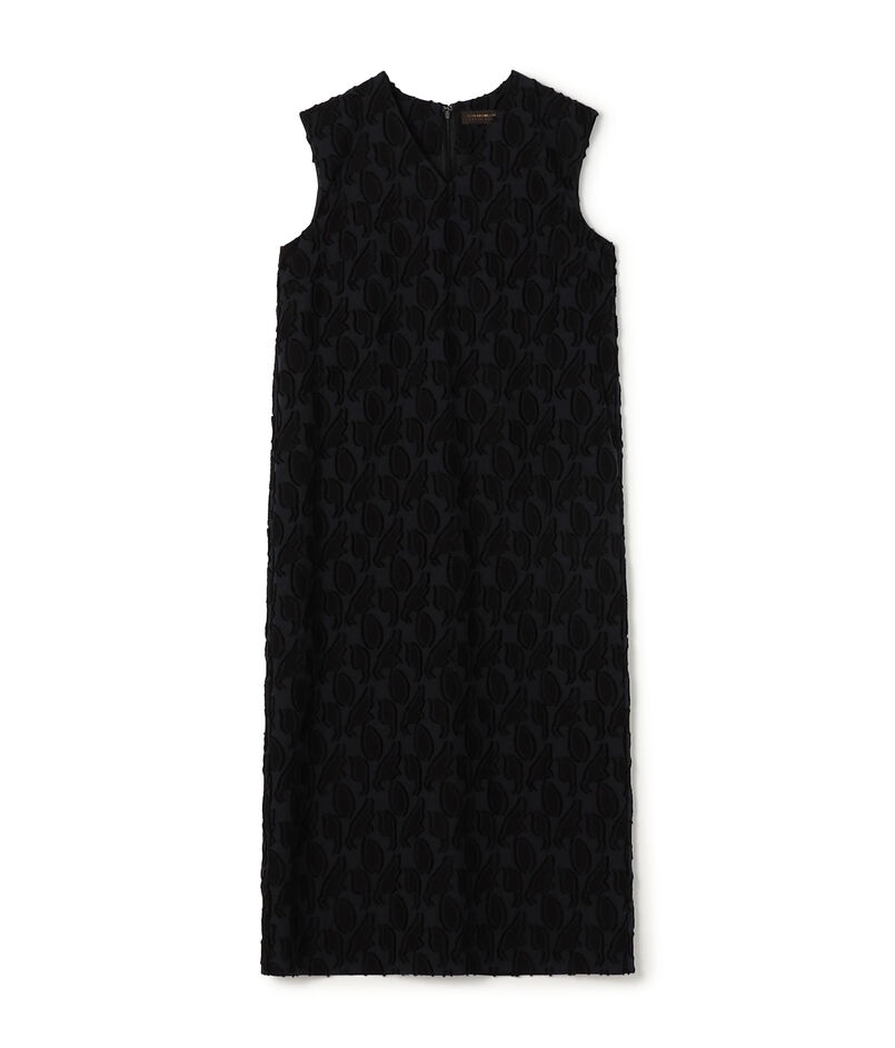 シャイニーカットジャカード Vネックワンピース