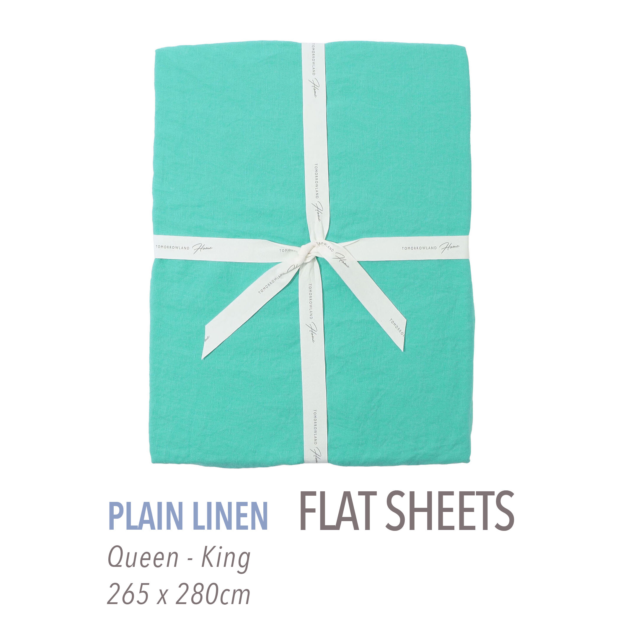 プレーンリネン フラットシーツ（クイーン～キング