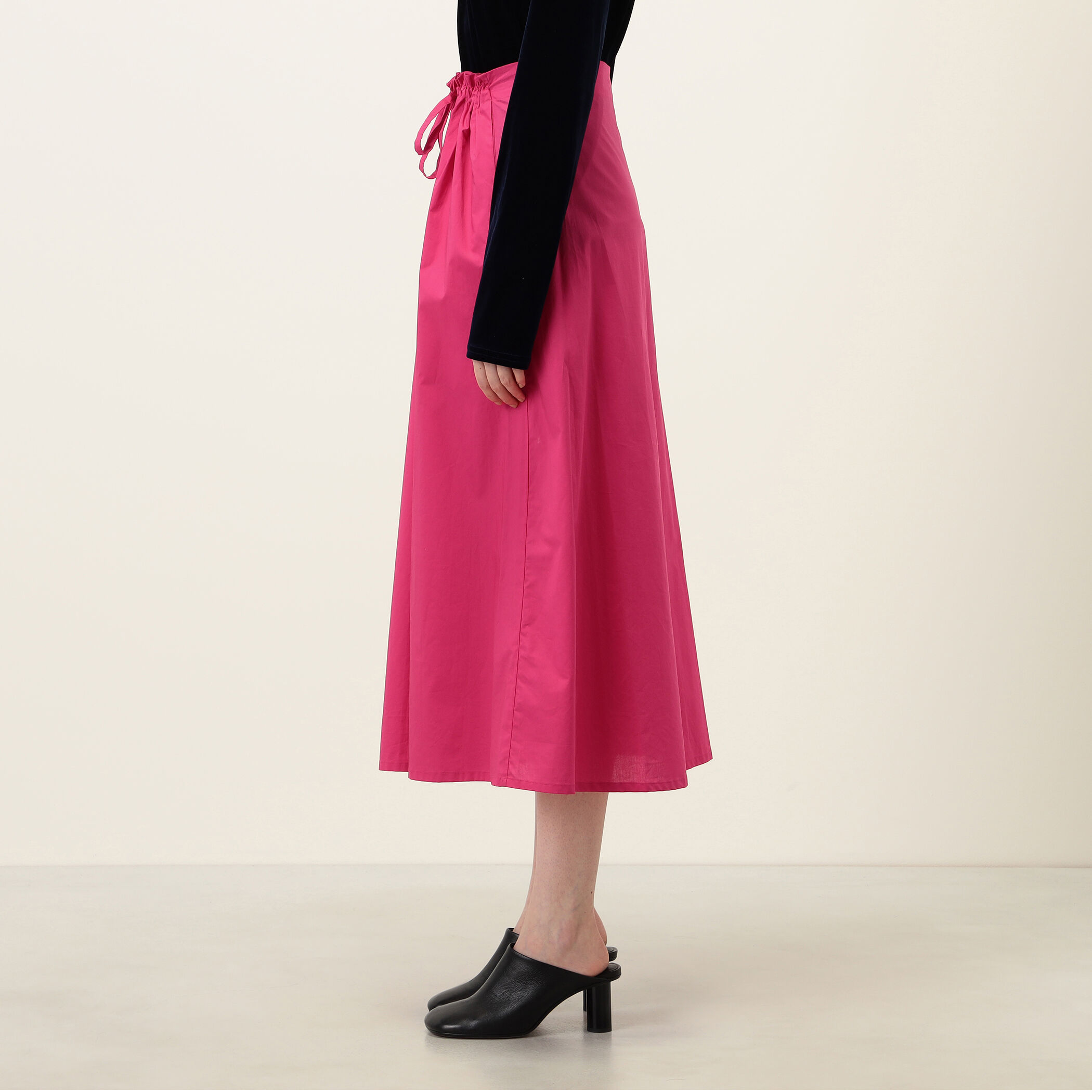 Atlantique Ascoli MAXI JUPE COULISSE コットン ミディスカート