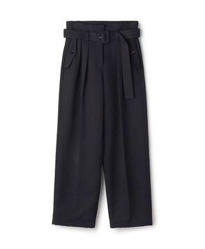コットンウールトリコチン ベルテッドテーパードパンツ