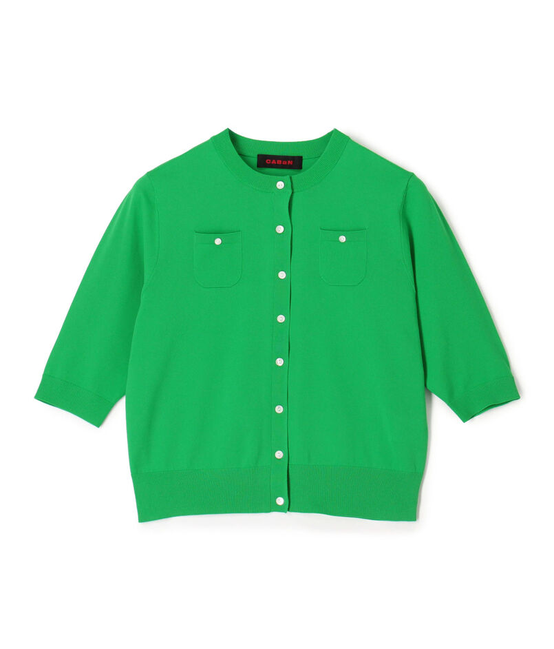 ファインポリエステル ハーフスリーブポケットカーディガン