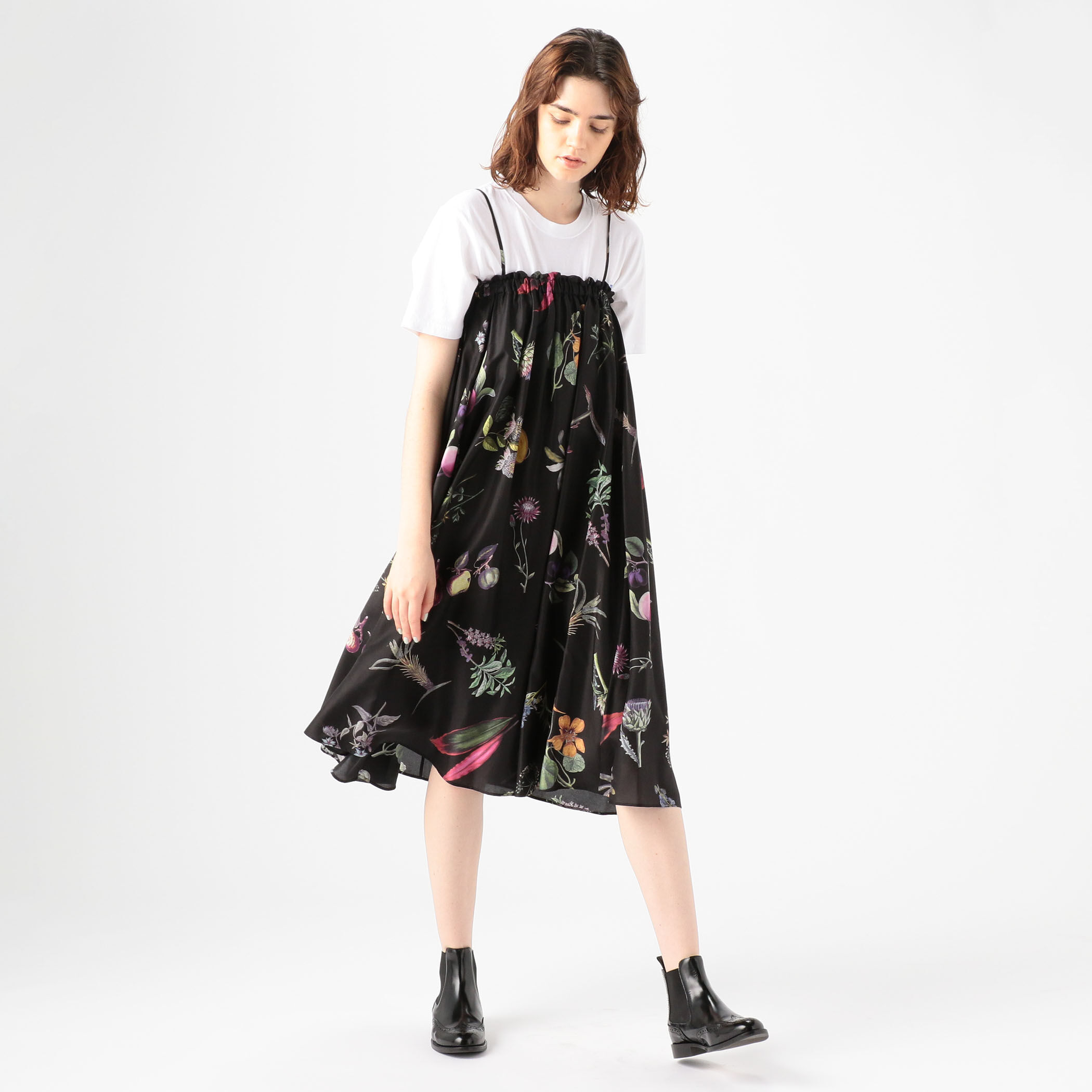 □CABaN NEW BOTANICAL シルク ロングスカート