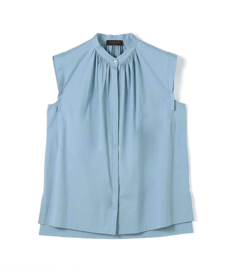 【一部WEB先行予約】ハイパワーストレッチブロード ギャザーノースリーブブラウス