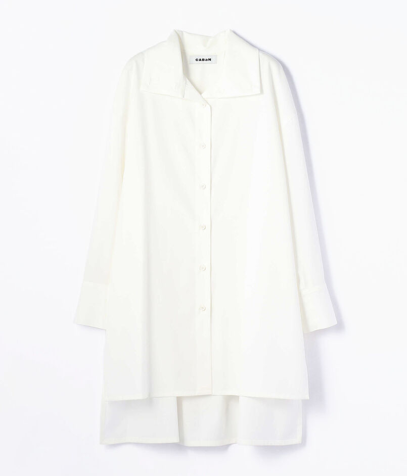 ■CABaN ハイツイストサテン ハイネックロングシャツ