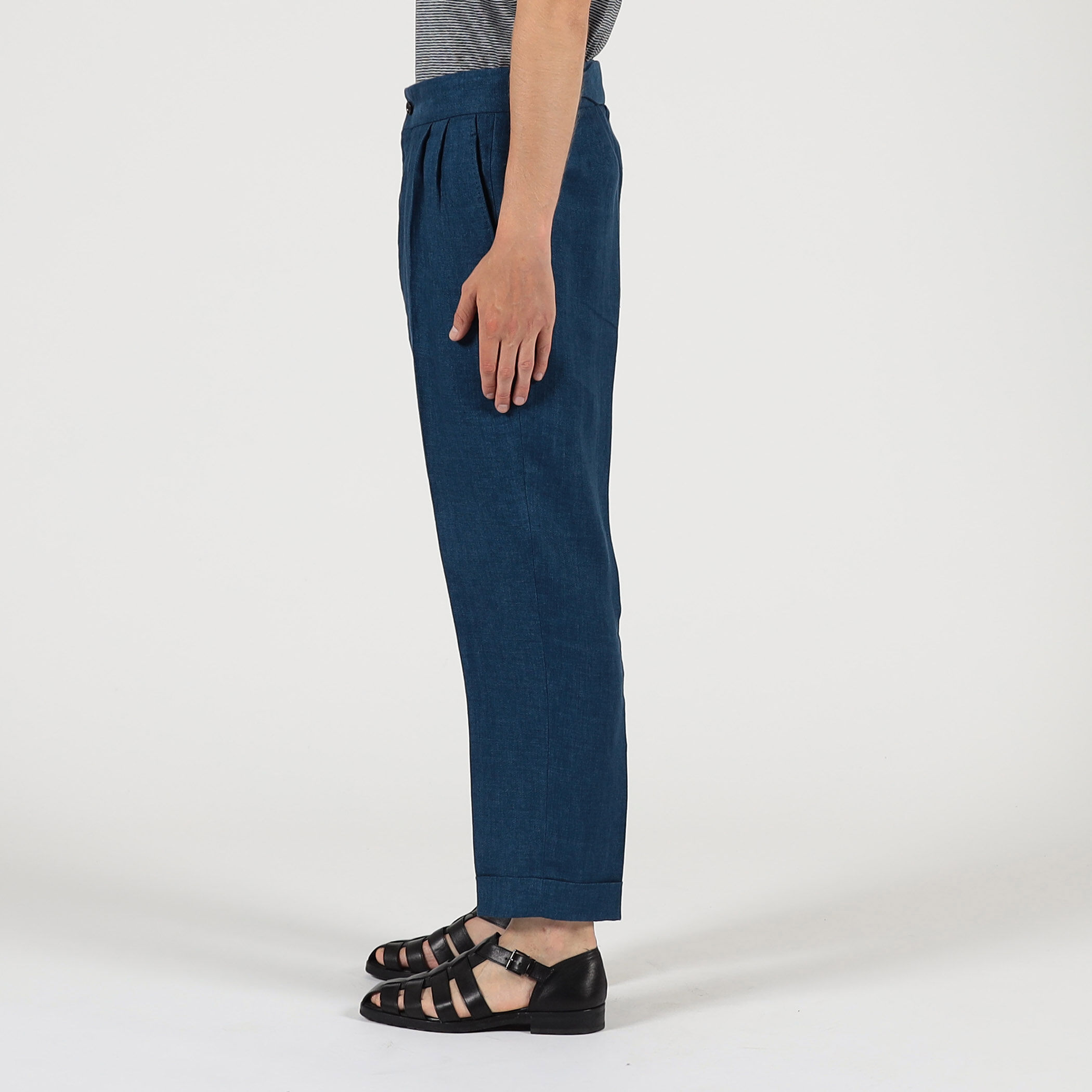 リネン バックベルト ペグトップスラックス SOLBIATI
