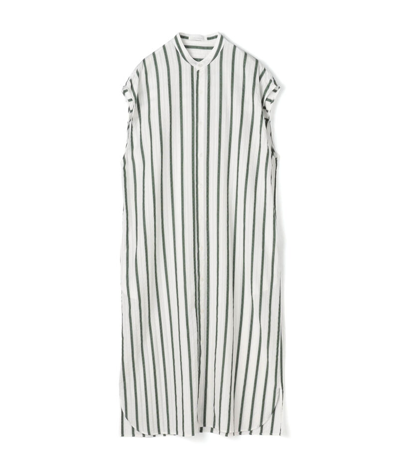 ソフトウェーブ バンドカラーシャツワンピース