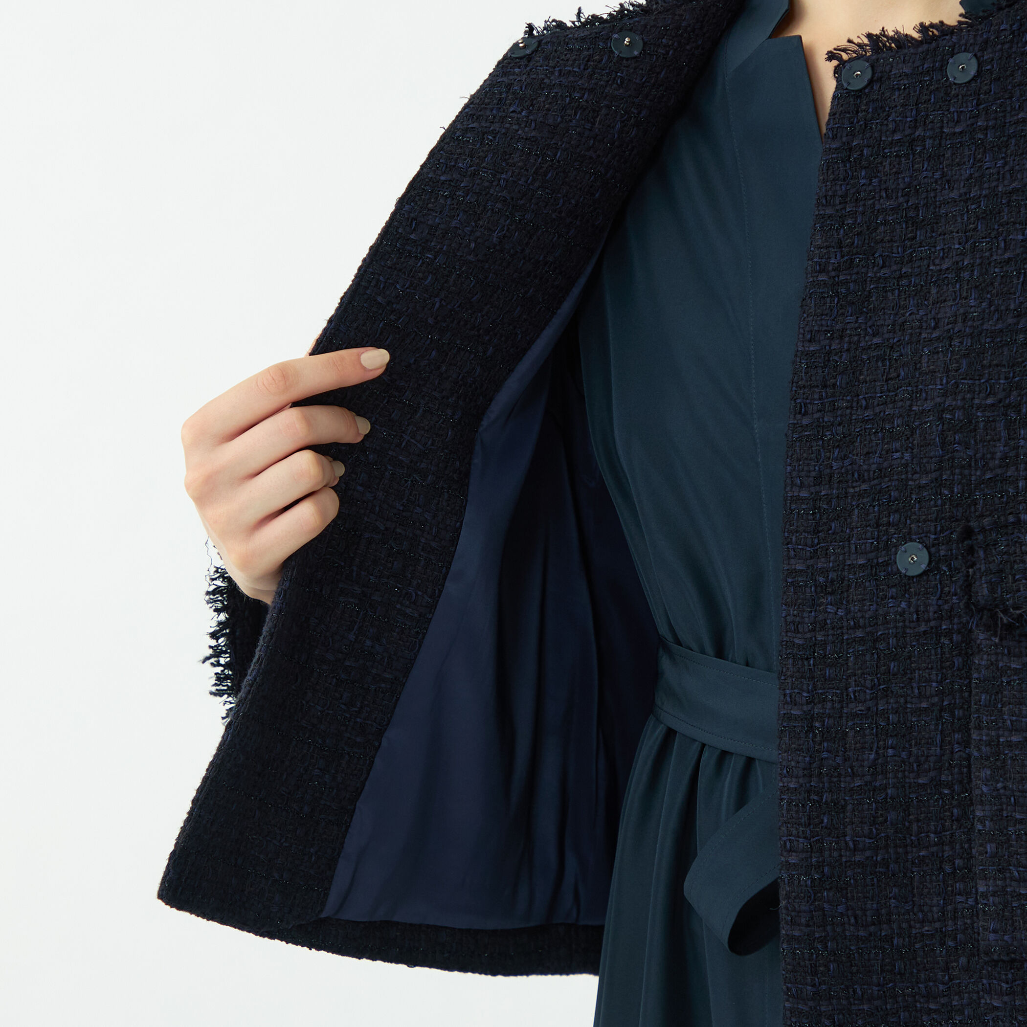 ラメミックスツイード セミダブルクルージャケット｜トゥモローランド