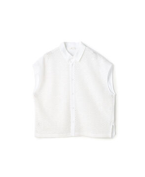 コットンクロシェツイード ポロトップ