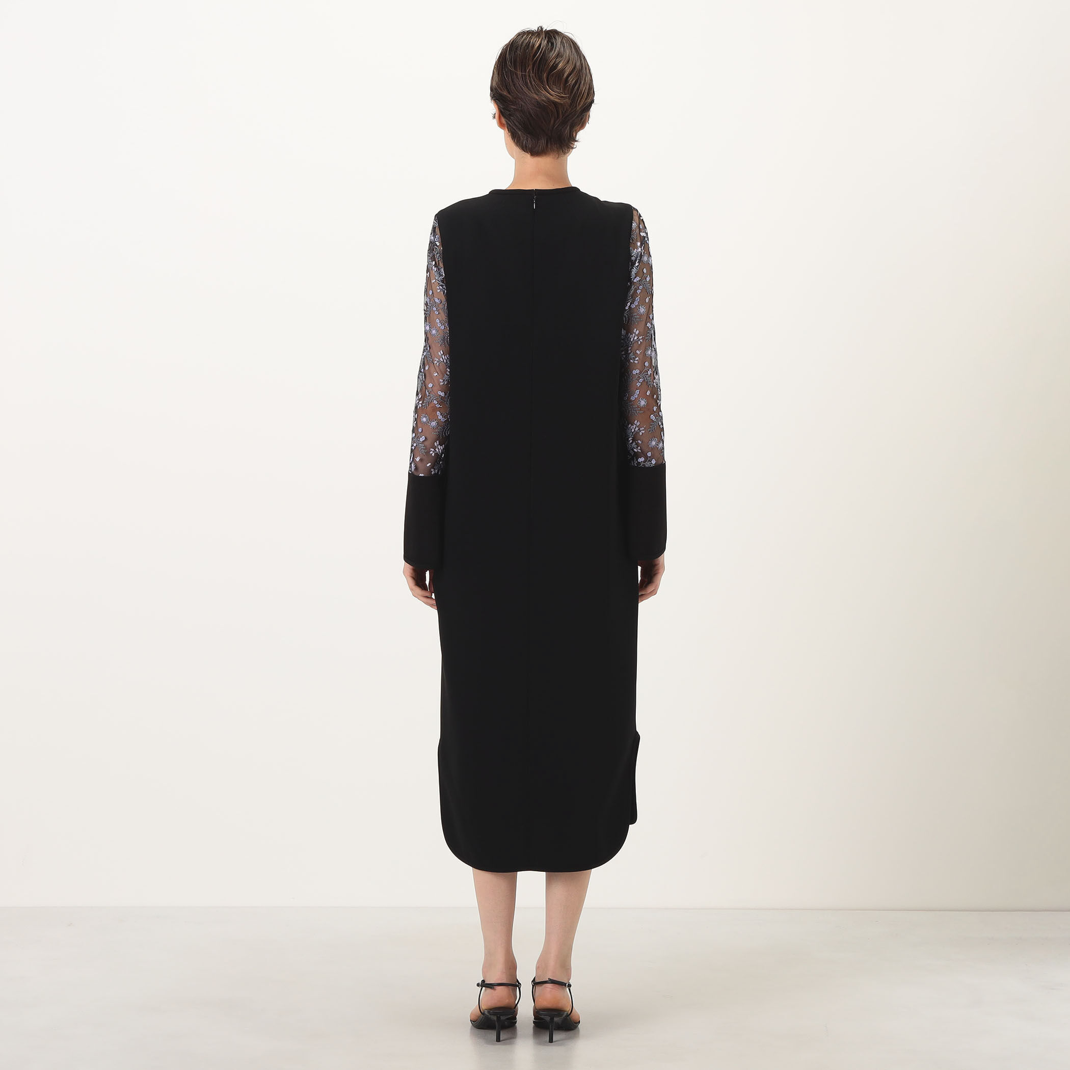 Mame Kurogouchi Tulle Lace Sleeve Classic Dress チュールレース