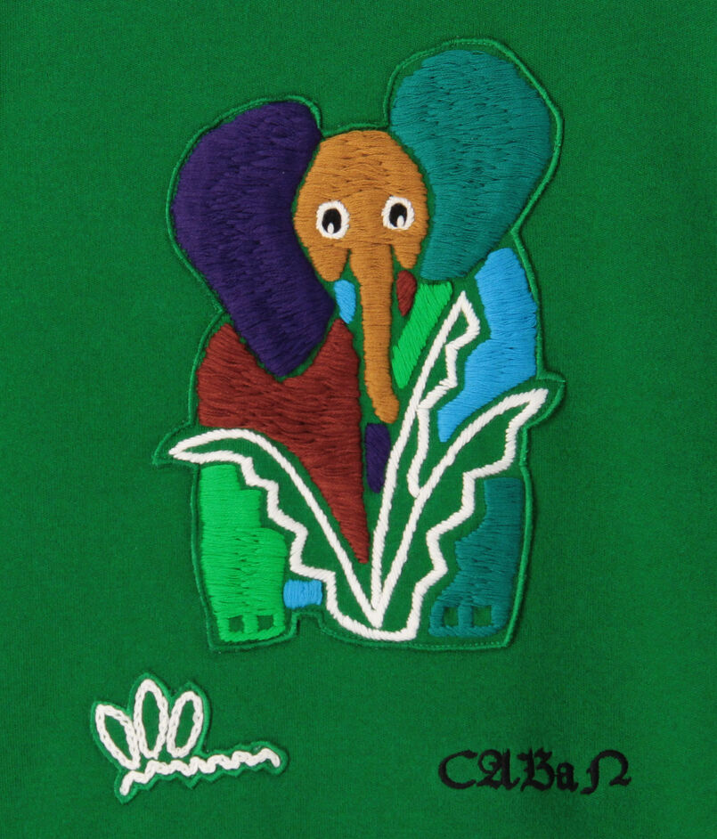 CABaN コットンカシミヤ Elephantエンブロイダリークルーネックプル 