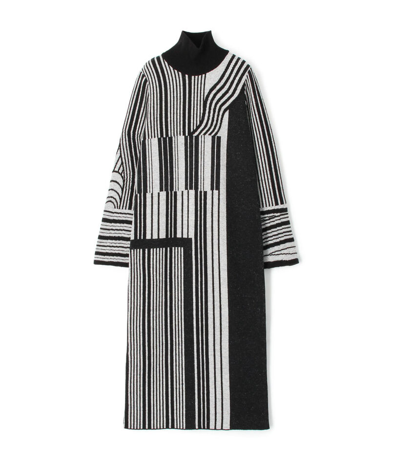 Mame Kurogouchi Multi-Stripe Jacquard Knitted Dress キュプラウール マルチストライプジャカードワンピース