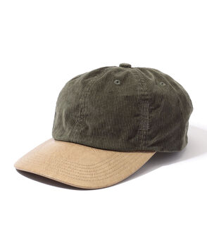 KIJIMA TAKAYUKI CORDUROY & FAUX LEATHER 6PANEL CAP