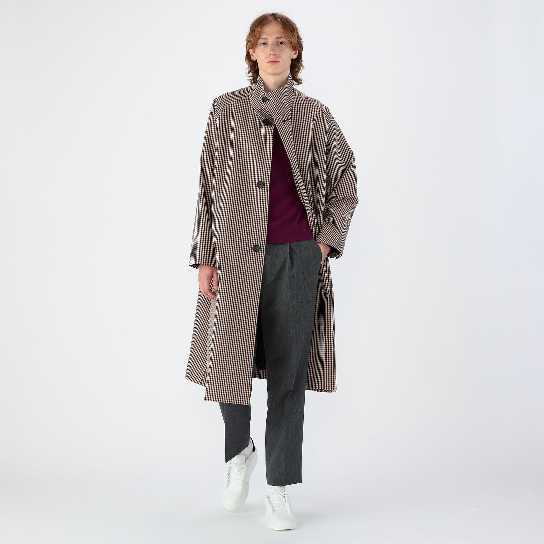 CABAN チェックスタンドカラーコート tomorrow land キャバン ウールギャバジン ガンクラブチェックスタンドカラーコート