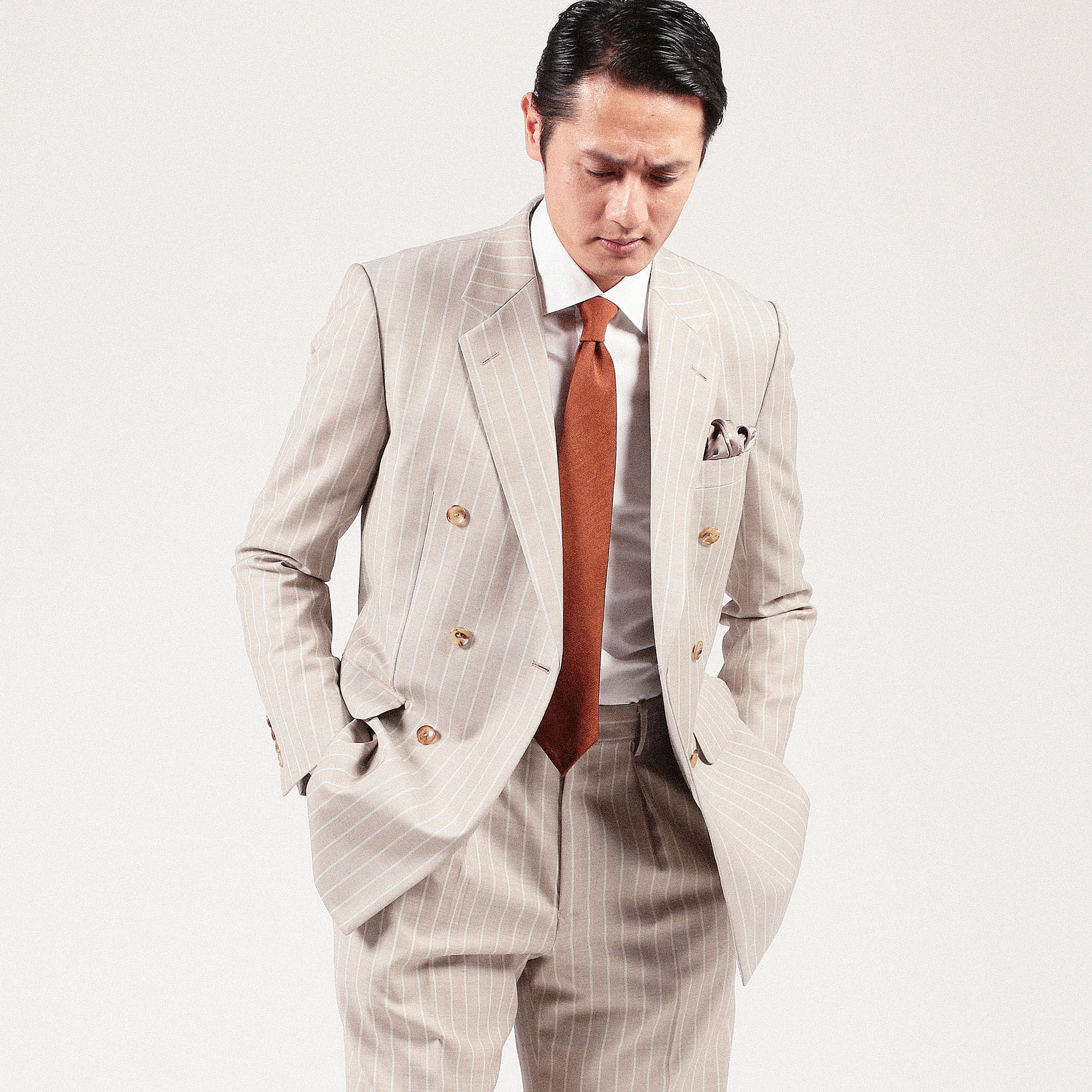 ウール ダブル6Bストライプジャケット Amadeus365｜トゥモローランド