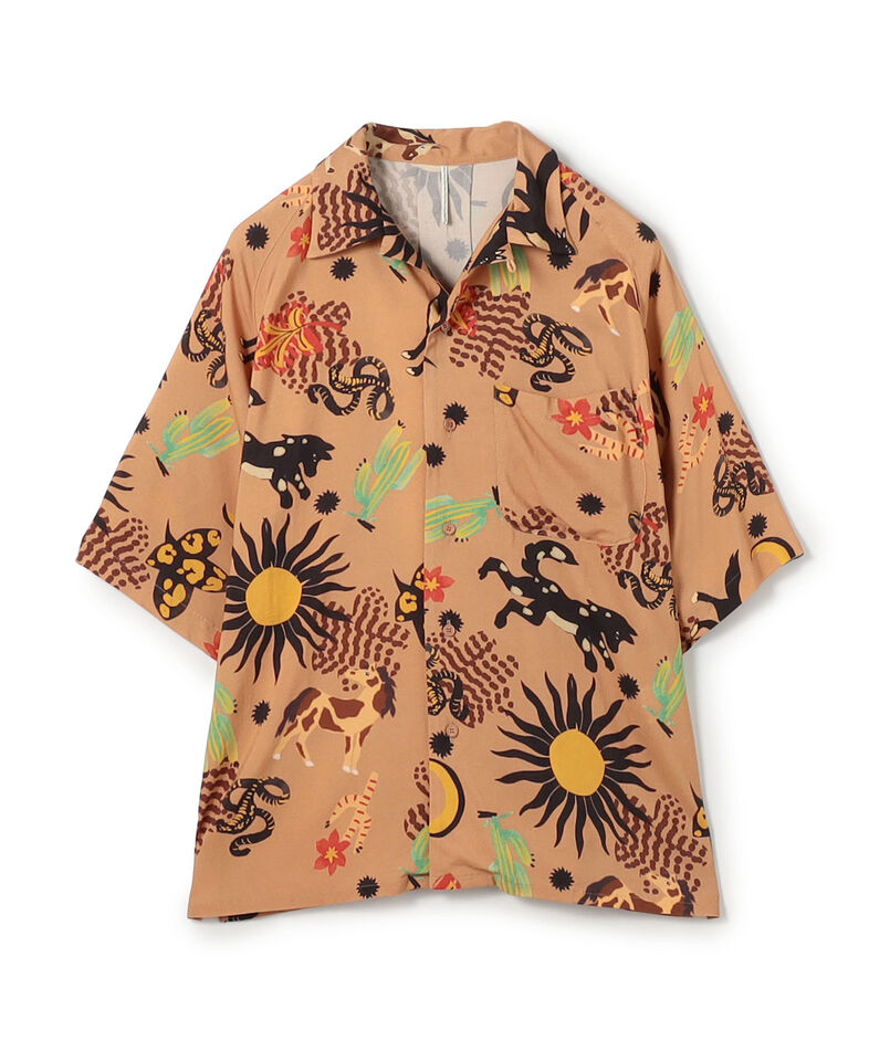 【別注】m's braque ポリエステル オープンカラー ハーフスリーブシャツ